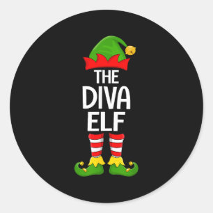 Diva Elf Matching Family Elf Squad Kerstmeisjes Ronde Sticker