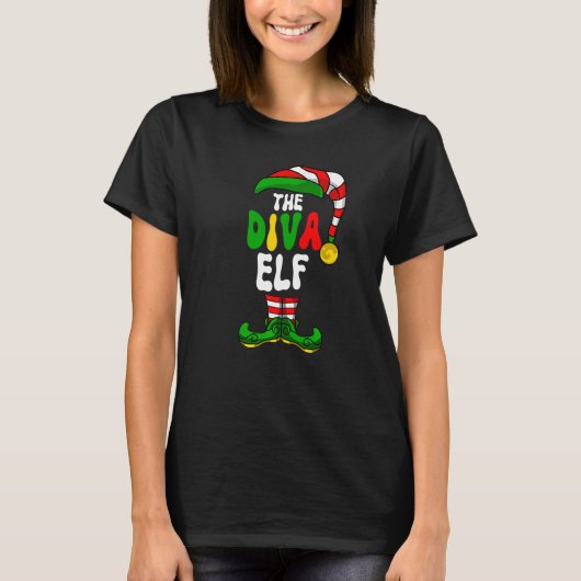Diva Elf Pajama Matching Group Kerstfeestdag G T-shirt (Voorkant)