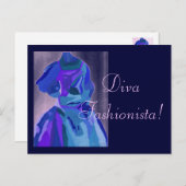 Diva fashionista in Blue I Briefkaart (Voorkant / Achterkant)