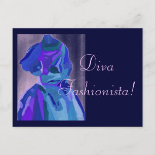 Diva fashionista in Blue I Briefkaart