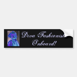 Diva fashionista in Blue I Bumpersticker