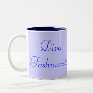 Diva fashionista in Blue I Tweekleurige Koffiemok