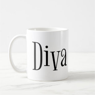 Diva Funny Whimsical Typography Koffiemok