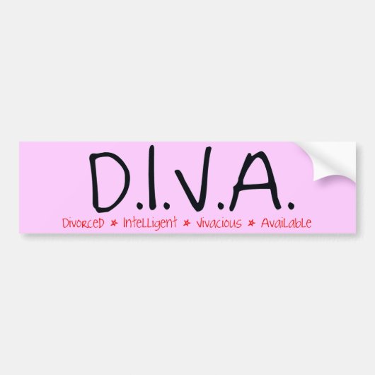 DIVA gescheiden vrouw Bumpersticker (Voorkant)