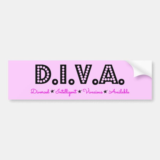DIVA gescheiden vrouw Bumpersticker (Voorkant)