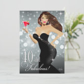Diva Glam Bombshell 40th Birthday | zilver Kaart (Staand voorkant)
