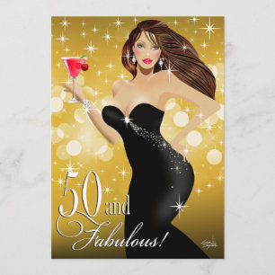 Diva Glam Bombshell 50th Birthday   goud Kaart