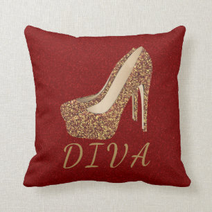 Diva Gold Glitter High Hiel Shoes Bling   Glam Red Kussen