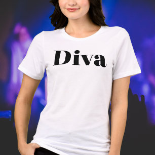 Diva Grappige Moderne Muziek Uitvoerder Zwart Wit Tri-Blend Shirt