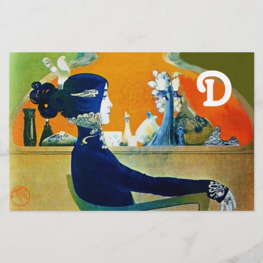 DIVA IN BLAUW, BEAUTY MODE MONOGRAM BRIEFPAPIER (Voorkant)