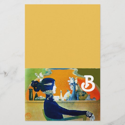 DIVA IN BLAUW, BEAUTY MODE MONOGRAM BRIEFPAPIER (Voorkant)