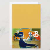 DIVA IN BLAUW, BEAUTY MODE MONOGRAM BRIEFPAPIER (Voorkant / Achterkant)