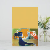 DIVA IN BLAUW, BEAUTY MODE MONOGRAM BRIEFPAPIER (Staand voorkant)