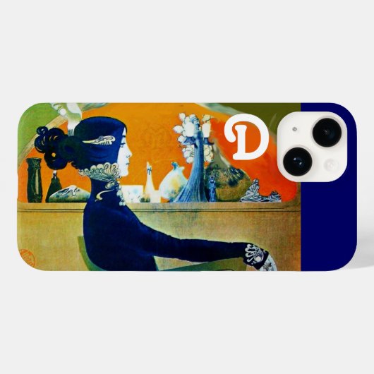 DIVA IN BLAUW, BEAUTY MODE MONOGRAM Case-Mate iPhone CASE (Achterkant (horizontaal))