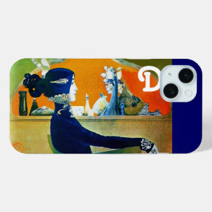 DIVA IN BLAUW, BEAUTY MODE MONOGRAM iPhone 15 MINI HOESJE