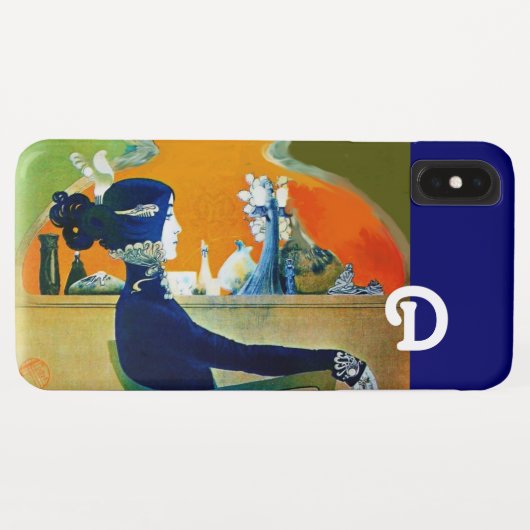 DIVA IN BLAUW, BEAUTY MODE MONOGRAM Case-Mate iPhone CASE (Achterkant (horizontaal))