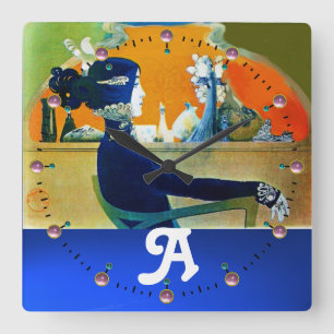 DIVA IN BLAUW, BEAUTY MODE MONOGRAM VIERKANTE KLOK