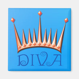 Diva magnet in nectarine en blauwe AH2010 Magneet