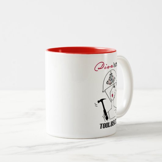 Diva met een toolBelt / maakt thuisverbeteringen! Tweekleurige Koffiemok (Voorkant rechts)