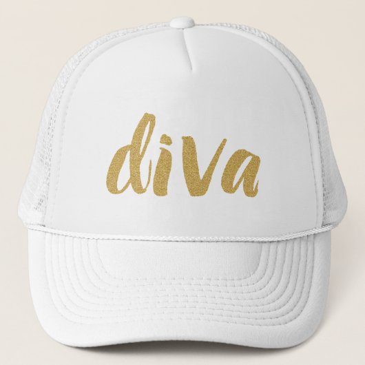 Diva Modern Glitter Text Design Trucker Pet (Voorkant)