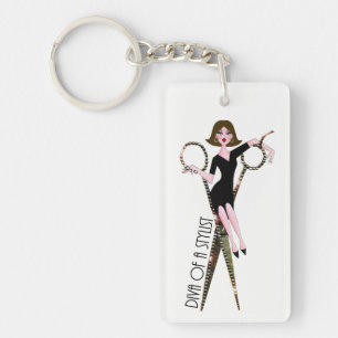 Diva of a Stylist (Dark Hair)-Sleutelhanger Sleutelhanger