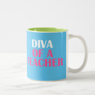 "DIVA OF A TEACHER"-MOK met tweetonige KOFFIE Tweekleurige Koffiemok