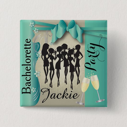 Diva Party Girls Vierkante Button 5,1 Cm (Voorkant)