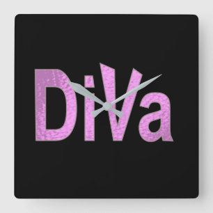 Diva Pink Design Vierkante Klok
