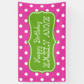 Diva Pink en Green Apple Polka Dot gepersonaliseer Spandoek (Verticaal)