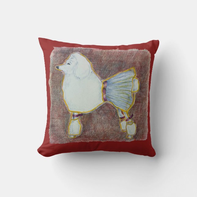 Diva Poodle Throw Pillow Kussen (Voorkant)