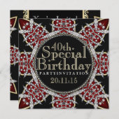 Diva Red Diamonds Star 40e anniversaire Invitation (Devant / Derrière)