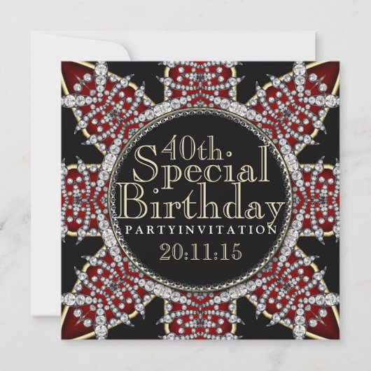 Diva Red Diamonds Star 40e anniversaire Invitation (Devant)
