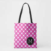 Diva Roze en White Polka Dots met Black Monogram Draagtas (Voorkant)
