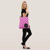 Diva Roze en White Polka Dots met Black Monogram Draagtas (Op model)