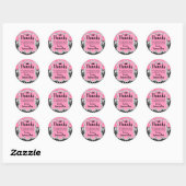 Diva Roze Zebra Zwart Wit Polkadot Dank u Ronde Sticker (Vel)