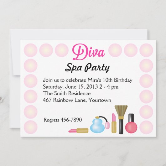 Diva Spa Birthday Party Kaart (Voorkant)