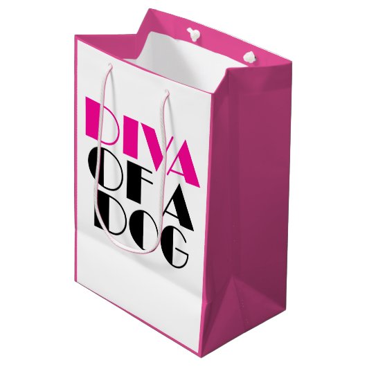 "DIVA van een hond" middelgrote cadeautas (Voorkant Gekanteld)