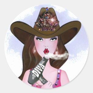 "Diva van een Veedrijfster" Herenkapper Ronde Sticker