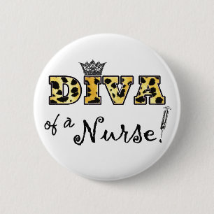 "DIVA van een verpleegster!" Ronde Button 5,7 Cm