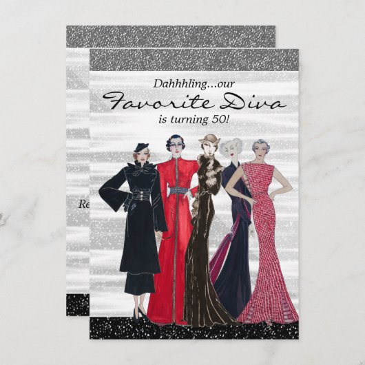  Diva verjaardagsfeestje Kaart (Voorkant / Achterkant)