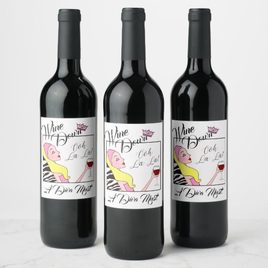 DIVA "Wine Down" Wijn Etiket (Flessen)