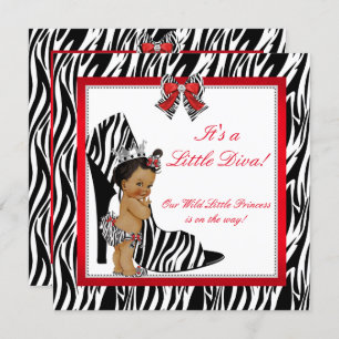 Diva Zebra Princess Girl Baby shower Ethnic Kaart