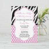 Diva Zebra Rose Girl Anniversaire Invitation (Debout devant)