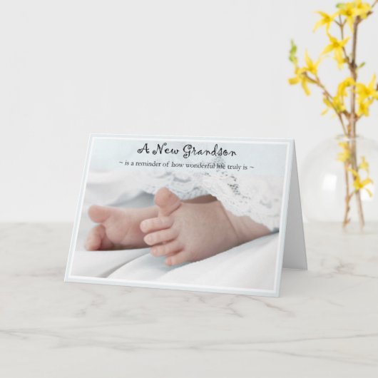 Diva's Gefeliciteerd - Nieuwe kleinzoon Wenskaart Kaart (Gele Bloem)