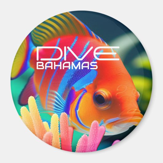 Dive Bahamas - rond Magnet (Devant)