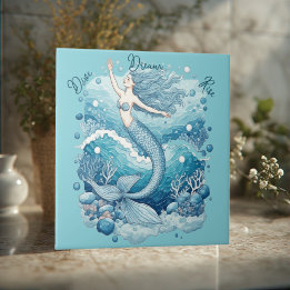 Dive Droom Stijg Oceaan Zeemeermin Aquablue Empowe Tegeltje