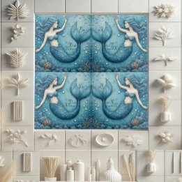 Dive Droom Stijgt Oceaan Zeemeermin Aqua blauw Kor Tegeltje