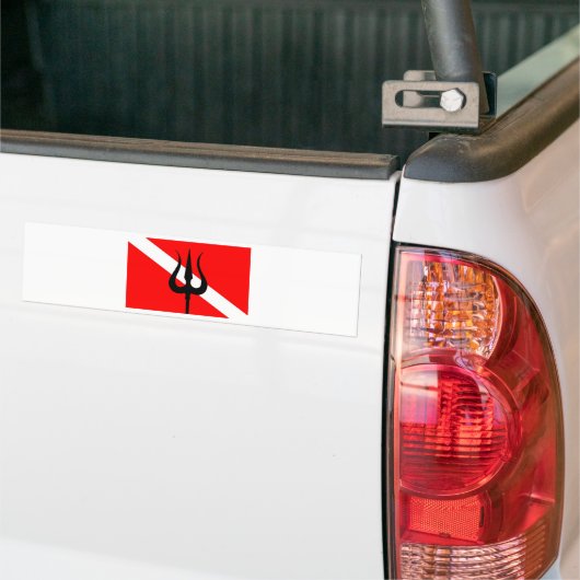 Dive Flag Trident Bumpersticker (Op Truck)