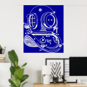 Dive Helmet Blueprint Poster (Thuiskantoor)
