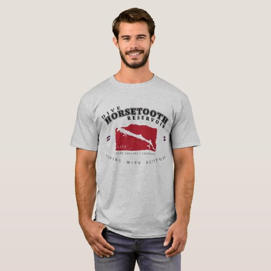 Dive Horsetooth Reservoir: Met hoogte T-shirt (Voorkant volledig)